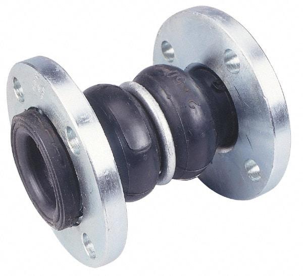 Unisource Mfg. - 1-1/2" Pipe, Neoprene Double Arch Pipe Expansion Joint - 7" Long, 1" Extension, 2" Compression, 225 Max psi, Flanged - USA Tool & Supply