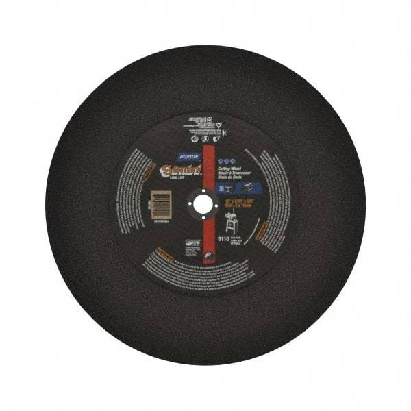 Norton - 10" Aluminum Oxide Cutoff Wheel - 3/32" Thick, 5/8" Arbor, 6,110 Max RPM, Use with Stationary Tools - USA Tool & Supply