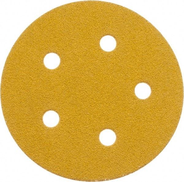 Made in USA - 5" Diam, 60 Grit, Aluminum Oxide Hook & Loop Disc - Medium Grade, Coated, E Weight Paper Backing, - USA Tool & Supply