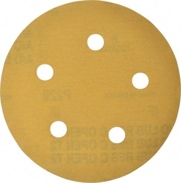 Made in USA - 5" Diam, 220 Grit, Aluminum Oxide Hook & Loop Disc - Very Fine Grade, Coated, C Weight Paper Backing, - USA Tool & Supply