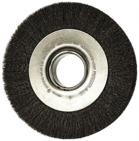 Anderson - 8" OD, 2" Arbor Hole, Crimped Steel Wheel Brush - 1-5/8" Face Width, 1-1/2" Trim Length, 0.006" Filament Diam, 4,500 RPM - USA Tool & Supply