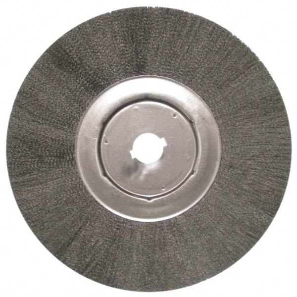 Anderson - 12" OD, 1-1/4" Arbor Hole, Crimped Steel Wheel Brush - 1/2" Face Width, 3" Trim Length, 0.006" Filament Diam, 3,000 RPM - USA Tool & Supply
