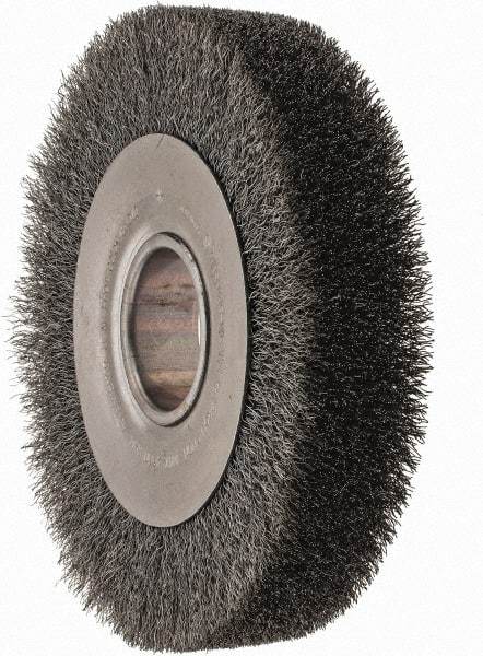 Anderson - 8" OD, 2" Arbor Hole, Crimped Steel Wheel Brush - 1-5/8" Face Width, 1-1/2" Trim Length, 0.01" Filament Diam, 4,500 RPM - USA Tool & Supply