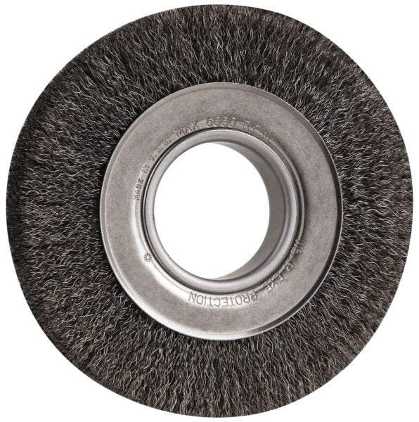 Anderson - 6" OD, 2" Arbor Hole, Crimped Steel Wheel Brush - 1" Face Width, 1-1/8" Trim Length, 0.0118" Filament Diam, 6,000 RPM - USA Tool & Supply
