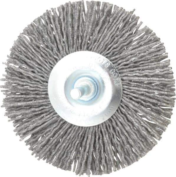 Dico - 4" OD, 1/4" Shank Diam, Nylon Wheel Brush - 1/4" Shank, 80 Grit - USA Tool & Supply