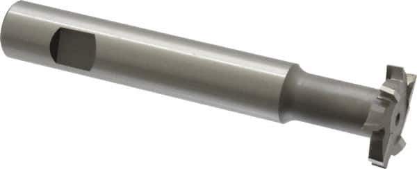 Made in USA - 1-1/4" Cut Diam, 1/4" Cut Width, 19/32" Neck Diam, 3/4" Shank Diam, 5-1/8" OAL, M42 Cobalt T-Slot Cutter - Uncoated, Staggered Teeth, 8 Teeth, Weldon Flat - USA Tool & Supply