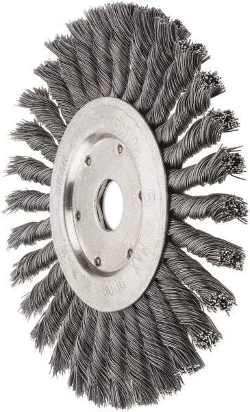Value Collection - 7" OD, 7/8" Arbor Hole, Knotted Steel Wheel Brush - 1/2" Face Width, 1-11/16" Trim Length, 0.012" Filament Diam, 9,000 RPM - USA Tool & Supply