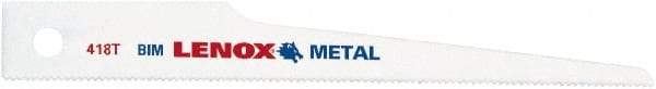 Lenox - 4" Long x 1/2" Thick, Bi-Metal Reciprocating Saw Blade - Straight Profile, 24 TPI, Toothed Edge - USA Tool & Supply