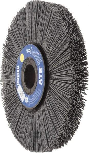 Osborn - 8" OD, 1-1/4" Arbor Hole, Crimped Nylon Wheel Brush - 1" Face Width, 2-1/4" Trim Length, 0.04" Filament Diam, 3,600 RPM - USA Tool & Supply