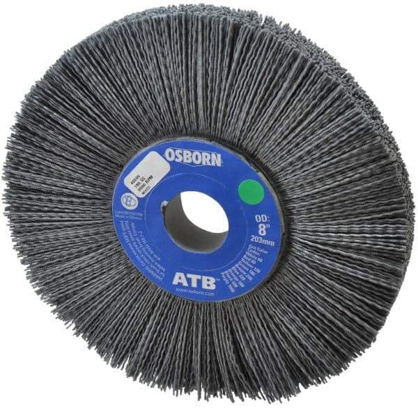 Osborn - 8" OD, 1-1/4" Arbor Hole, Crimped Nylon Wheel Brush - 1" Face Width, 2-1/4" Trim Length, 0.035" Filament Diam, 3,600 RPM - USA Tool & Supply