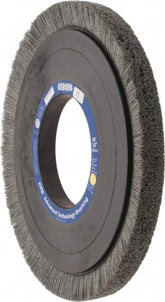 Osborn - 14" OD, 5-1/4" Arbor Hole, Crimped Nylon Wheel Brush - 1" Face Width, 1-1/4" Trim Length, 0.028" Filament Diam, 1,800 RPM - USA Tool & Supply
