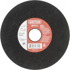 Made in USA - 7" 60 Grit Aluminum Oxide Cutoff Wheel - 0.06" Thick, 1-1/4" Arbor, 8,732 Max RPM, Use with Stationary Tools - USA Tool & Supply