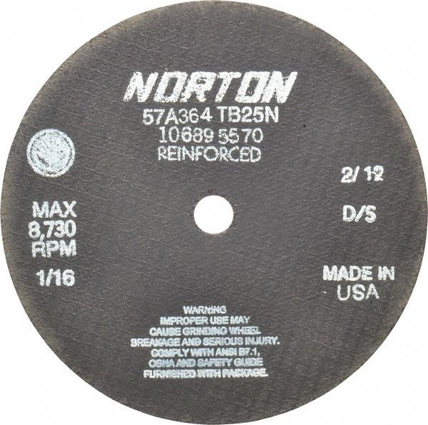 Norton - 7" 36 Grit Aluminum Oxide Cutoff Wheel - 1/16" Thick, 5/8" Arbor, 8,730 Max RPM, Use with Circular Saws - USA Tool & Supply