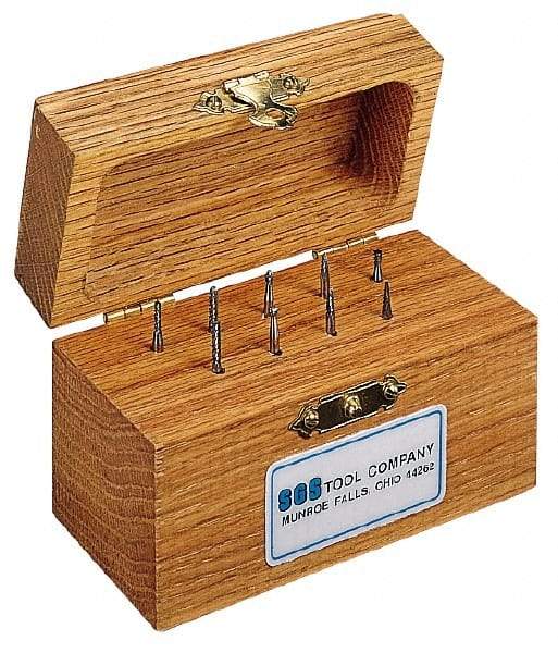 SGS Pro - 9 Piece, 3/32" Shank Burr Set - Tungsten Carbide - USA Tool & Supply