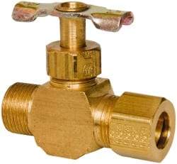 Eaton - 150 Max psi, 3/8" Pipe, Brass, Inline Instrumentation Needle Valve - Compression x Compression End Connections - USA Tool & Supply