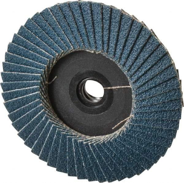 Weiler - 80 Grit, 3" Disc Diam, Type 29 Zirconia Alumina Flap Disc - 20,000 Max RPM, Plastic Backing, Quick Change Type S Attaching System, Coated - USA Tool & Supply