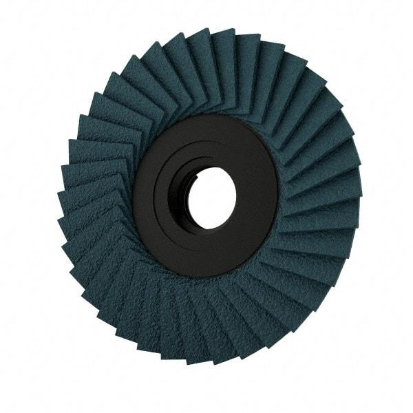 Weiler - 36 Grit, 3" Disc Diam, Type 27 Zirconia Alumina Flap Disc - 20,000 Max RPM, Plastic Backing, Quick Change Type S Attaching System, Coated - USA Tool & Supply
