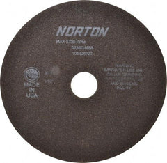 Norton - 8" 60 Grit Aluminum Oxide Cutoff Wheel - 1/16" Thick, 1-1/4" Arbor, 5,730 Max RPM, Use with Stationary Tools - USA Tool & Supply