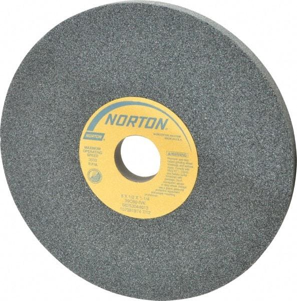 Norton - 8" Diam x 1-1/4" Hole x 1/2" Thick, I Hardness, 60 Grit Surface Grinding Wheel - Silicon Carbide, Type 1, Medium Grade, 3,600 Max RPM, Vitrified Bond, No Recess - USA Tool & Supply