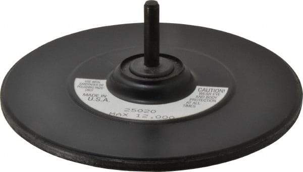 3M - 5" Diam Adhesive/PSA Disc Backing Pad - 1/4" Shank Diam, Medium Density, 6,000 RPM - USA Tool & Supply