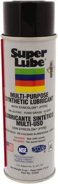 Synco Chemical - 6 oz Aerosol Synthetic General Purpose Grease - Translucent White, Food Grade, 450°F Max Temp, NLGIG 2, - USA Tool & Supply