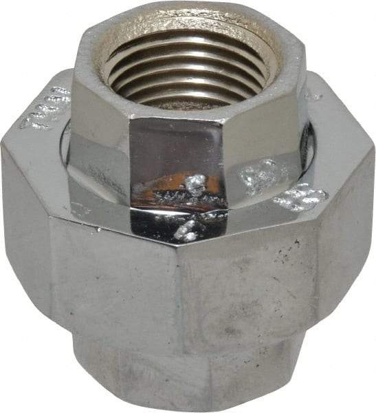 Merit Brass - Class 125, 1/2" Internal Pipe, Red Brass & Chrome Union - FNPT x FNPT - USA Tool & Supply