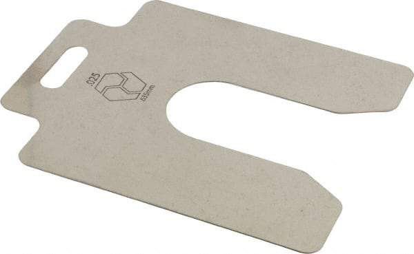 Made in USA - 20 Piece, 4 Inch Long x 4 Inch Wide x 0.025 Inch Thick, Slotted Shim Stock - Stainless Steel, 1-1/4 Inch Wide Slot - USA Tool & Supply