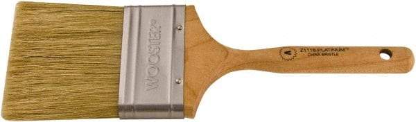 Wooster Brush - 3" Flat Hog Varnish Brush - 2-15/16" Bristle Length, 5-1/8" Maple Dowel Handle - USA Tool & Supply
