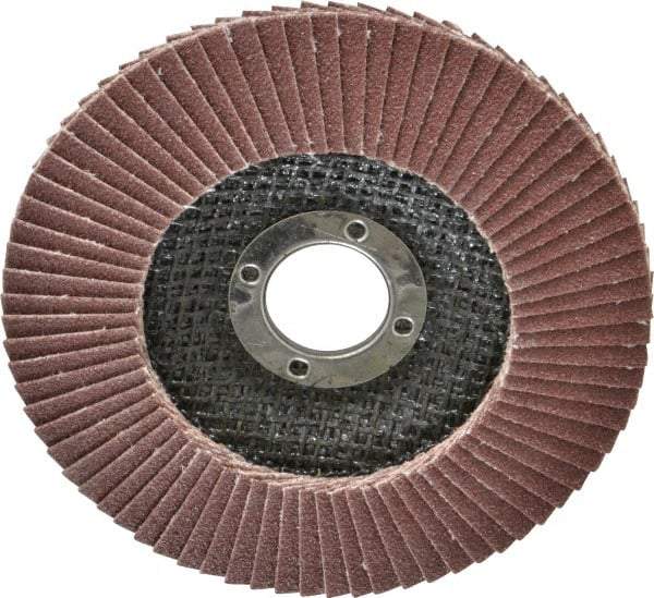 Camel Grinding Wheels - 60 Grit, 4-1/2" Disc Diam, 7/8" Center Hole, Type 29 Aluminum Oxide Flap Disc - 13,300 Max RPM, Polyester Backing, Arbor Attaching System, Coated - USA Tool & Supply