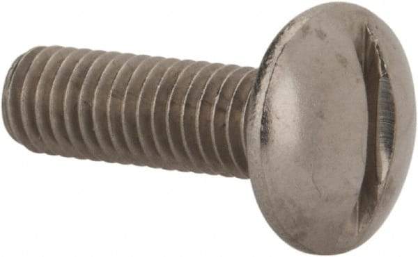 Value Collection - M5x0.80 Metric Coarse, 16mm Length Under Head Slotted Drive Machine Screw - Truss Head, Grade 18-8 & A2 Stainless Steel, Uncoated, Without Washer - USA Tool & Supply