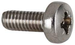 Value Collection - M2.5x0.45 Metric Coarse, 4mm Length Under Head Pozidriv Drive Machine Screw - Pan Head, Grade 18-8 & A2 Stainless Steel, Uncoated, Without Washer - USA Tool & Supply