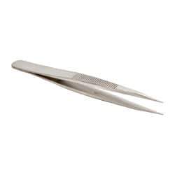 Value Collection - 4-3/8" OAL AC-SA Precision Tweezers - Heavy Tip with Serrated Shank - USA Tool & Supply
