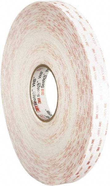 3M - 2" x 36 Yd Acrylic Adhesive Double Sided Tape - 45 mil Thick, White, Foam Liner - USA Tool & Supply