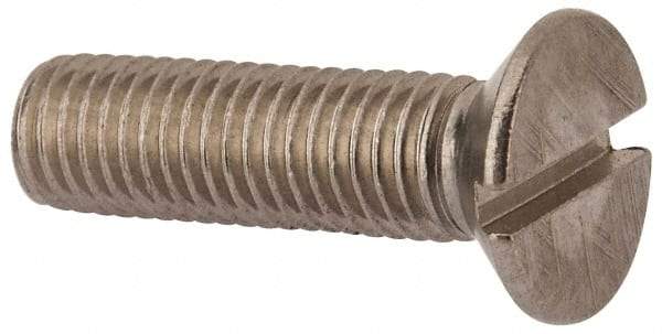 Value Collection - M12x1.75 Metric Coarse, 45mm OAL Slotted Drive Machine Screw - Flat Head, Grade 316 & A4 Stainless Steel, Uncoated, Without Washer - USA Tool & Supply
