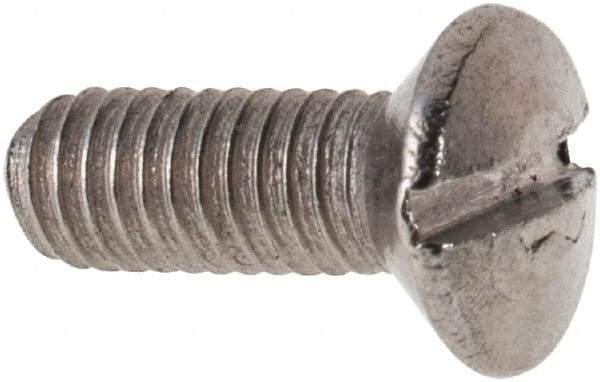 Value Collection - M3x0.50 Metric Coarse, 8mm OAL Slotted Drive Machine Screw - Oval Head, Grade 316 & A4 Stainless Steel, Uncoated, Without Washer - USA Tool & Supply
