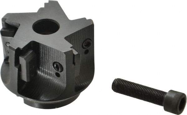 APT - 5 Inserts, 2-1/2" Cut Diam, 3/4" Arbor Diam, 2" Max Depth of Cut, Indexable Square-Shoulder Face Mill - 0/90° Lead Angle, 2" High, TPC 32..., TPG 32., TPU 32. Insert Compatibility, Series EMS - USA Tool & Supply