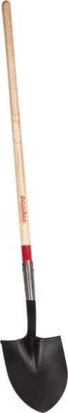 Razor-Back - 12" High x 8-7/8" Wide Round Steel Shovel - 48" Long Wood Straight Handle, Rolled - USA Tool & Supply