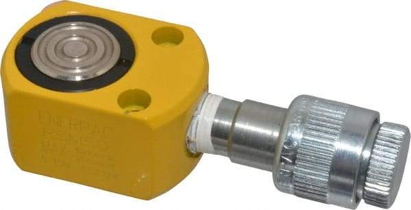 Enerpac - 5 Ton, 0.25" Stroke, 0.25 Cu In Oil Capacity, Portable Hydraulic Flat Body Cylinder - 0.99 Sq In Effective Area, 1.28" Lowered Ht., 1.53" Max Ht., 1.13" Cyl Bore Diam, 1" Plunger Rod Diam, 10,000 Max psi - USA Tool & Supply