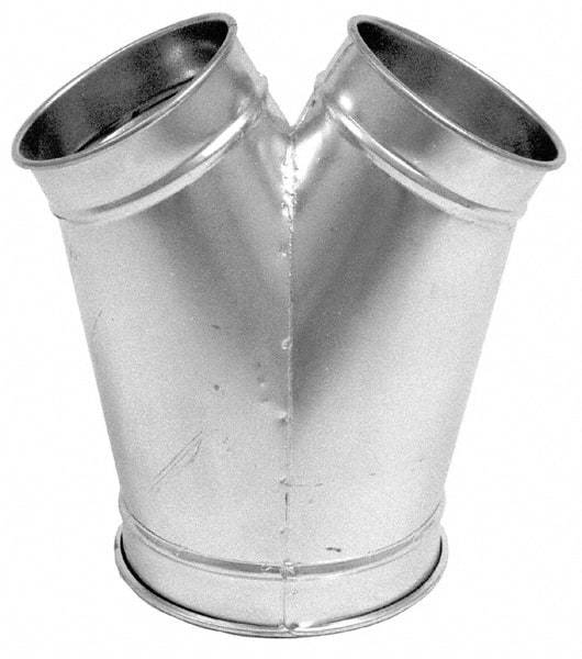 Made in USA - 8-5-5" ID Galvanized Duct Y-Branch - 15.03" Long, 22 Gage - USA Tool & Supply