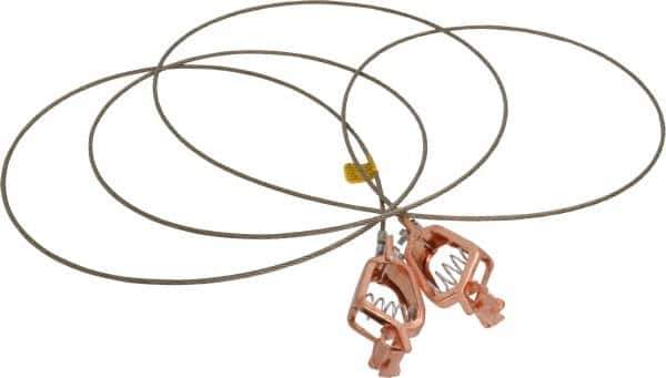 Hubbell Workplace - 19 AWG, 10 Ft., Alligator Clip, Grounding Cable with Clamps - Noninsulated, Includes 2 Alligator Clips, Federal Specification A-A-59466-010 - USA Tool & Supply