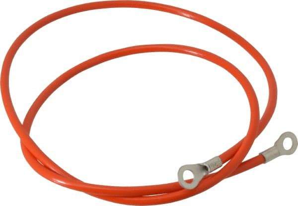 Hubbell Workplace - 19 AWG, 3 Ft., Terminal, Grounding Cable with Clamps - Orange, Includes (2) 1/4 Inch Terminals - USA Tool & Supply