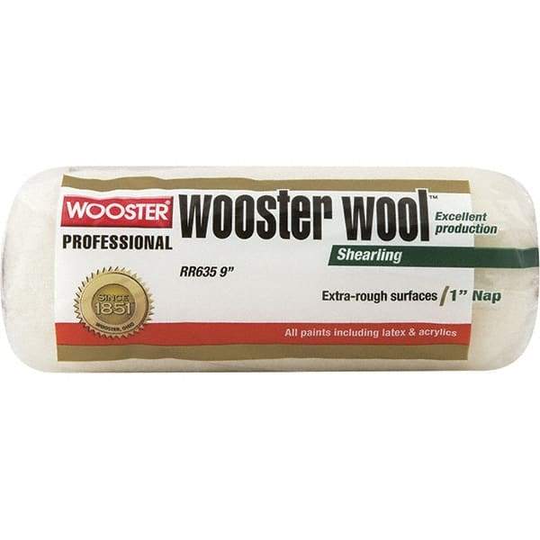 Wooster Brush - 1" Nap, 9" Wide Paint Roller - Rough Texture, Lambswool - USA Tool & Supply