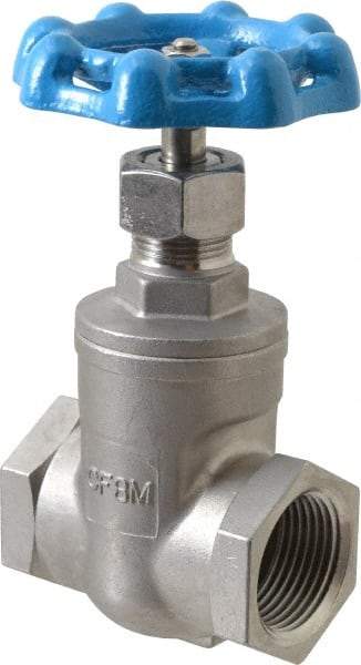 Legend Valve - 1" Pipe, Threaded Stainless Steel Solid Wedge Stem Gate Valve - 600 WOG, 125 WSP - USA Tool & Supply