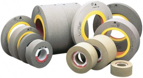 Camel Grinding Wheels - 10" Wide x 14" Diam, Type 7 Feed Regulating Wheel - 5" Hole Size, 80 Grit, Hardness R, 8-1/2" Diam x 1-1/2" Deep Recess, 8-1/2" Diam x 1-1/2" Deep Opposite Side Recess - USA Tool & Supply