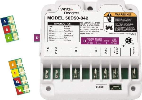 White-Rodgers - 24 VAC, 0.25 Amp, Universal Direct Spark Ignition Control - For Use with Gas Fired Nonintegrated, Forced Air Furnaces, Boilers & Cooking Appliances - USA Tool & Supply