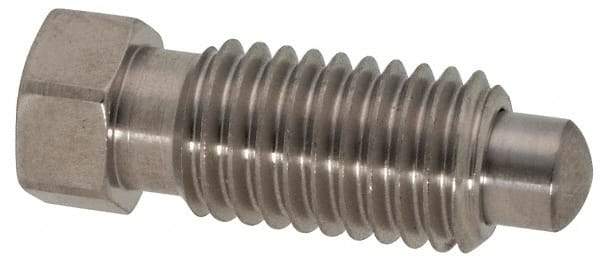 Vlier - M10x1.5, 20mm Thread Length, 0.236" Max Plunger Diam, 0.22 Lb Init to 2.02 Lb Final End Force, Knob Handle Plunger - Delrin Knob, 0.98" Body Length, 0.79" Length Under Head/Shoulder, 0.196" Plunger Projection - USA Tool & Supply