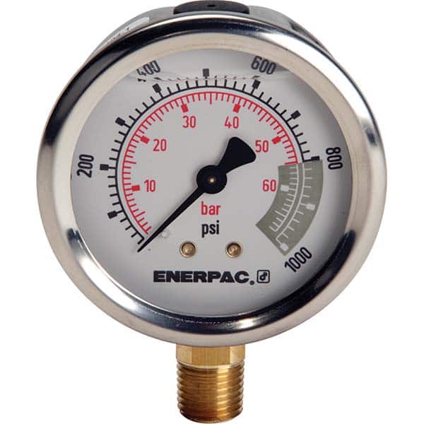 Enerpac - Hydraulic Pressure Gages & Adapters Type: Glycerine Filled Pressure Rating: 15000 - USA Tool & Supply