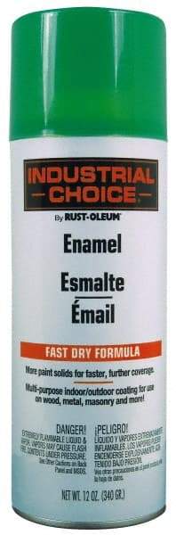 Rust-Oleum - Fluorescent Green, Gloss, Enamel Spray Paint - 8 to 12 Sq Ft per Can, 12 oz Container - USA Tool & Supply