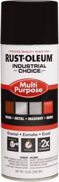 Rust-Oleum - Black, Gloss, Enamel Spray Paint - 8 to 12 Sq Ft per Can, 16 oz Container, Use on Drums, Equipment & Color Coding, Furniture, Ladders, Lockers, Motors, Stenciling, Tools - USA Tool & Supply