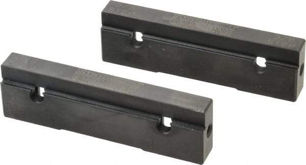 Snap Jaws - 4" Wide x 1.155" High x 0.55" Thick, Step Vise Jaw - Hard, Steel, Fixed Jaw, Compatible with 4" Vises - USA Tool & Supply